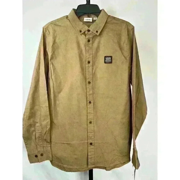 Vans Off the Wall Men's Stackton Button Down Shirt Size S Tan - Picture 1 of 6